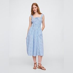 Gap Factory Blue Floral Midi Dress with Square Neck